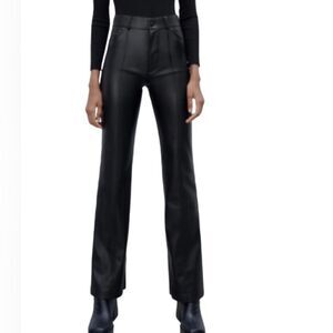 Zara Vegan Leather High Rise Straight Leg Pants in Black Women’s L